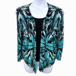 UNITED STATES SWEATERS TURQUOISE ABSTRACT PRINT CARDIGAN SWEATER - XL